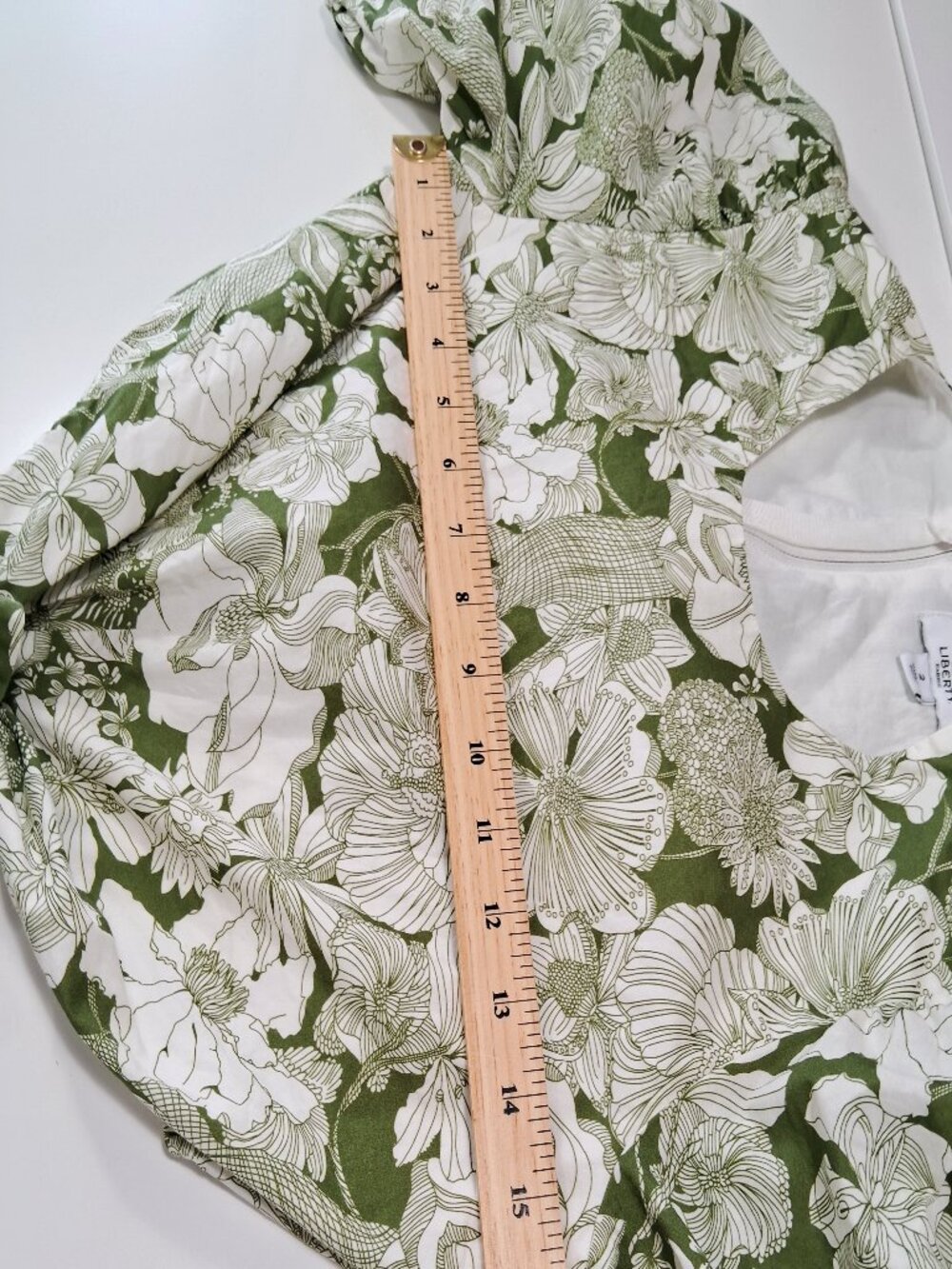 Jcrew x Liberty London Floral green and white cutout midi dress cotton - Picture 9 of 13